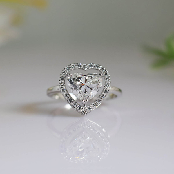 Heart Cut Lab Created Halo Engagement Ring