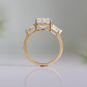 Cushion and Triangle Cut Lab Grown Diamond Three Stone Ring