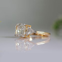 Cushion and Triangle Cut Lab Grown Diamond Three Stone Ring