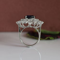 Beautiful Lab Created Pear and Marquise Shaped Floral Diamond Ring In 18k White Gold 