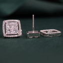 4.64 CT Princess Cut Lab Grown Diamond Halo Wedding Earrings