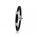 Leather Lab Grown Diamond Bracelet - Black Belt