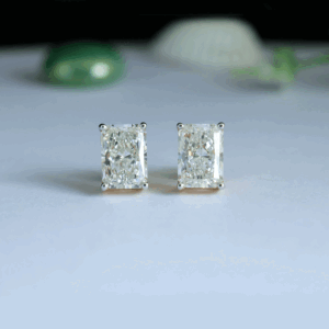 Solitaire Radiant Shape Lab Created Diamond Ear Stud