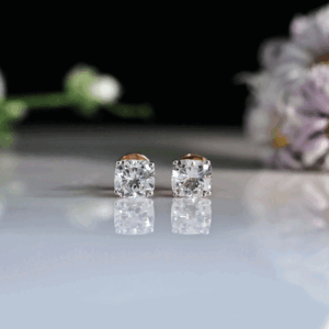 1.53 Carat Each Cushion Shape Lab Crated Diamond Stud Earring