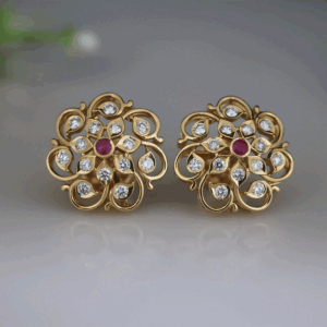Stylish Floral Design Lab Made Diamond Earring
