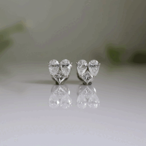 2.06 Carat Luminous Love Heart Design Solitaire Lab Created Diamond Stud Earring