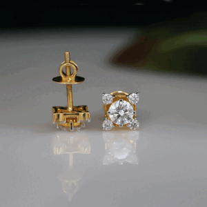 Elegant Four Round Prong Stud Lab Made Diamond Earrings