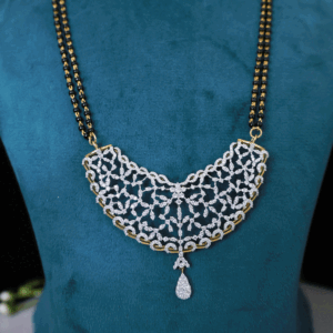Stylish Lab Grown Diamond MangalSutra black bead chain With Diamond Pendant