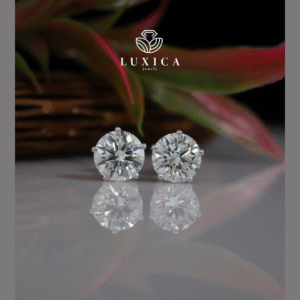 2.10 carat F VS1 IGI Certified Round Lab Grown Diamond Studs