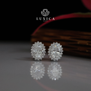 Elegant Oval Halo Lab Grown Diamond Stud Earrings, Timeless Brilliance