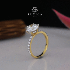2.58 Carat Solitaire Lab Grown Diamond Engagement Ring With Pave Band