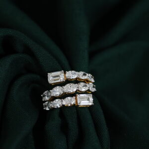 Lab-Grown Diamond Split Shank Gold Ring – Bold Multi-Row Statement Design