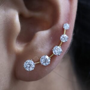 Round Cut Lab Grown Diamond Ear Climber