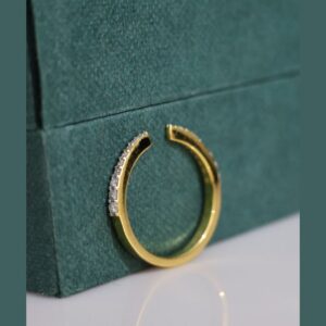 Lab-Grown Diamond Open Band Ring – Elegant Pave Design in Gold