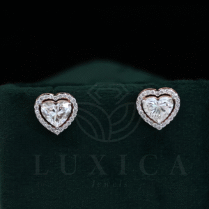 1 ct Each D VVS2 Heart Shape Solitaire Diamond Earring With Halo