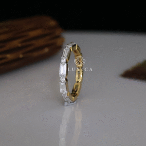 Elegant Lab Grown Diamond Eternity Band | Gold Setting with Baguette and Round Diamonds