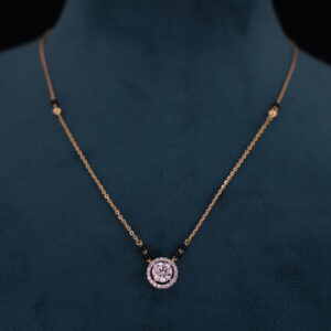 Round Shape Lab Grown Diamond with Halo Mangalsutra