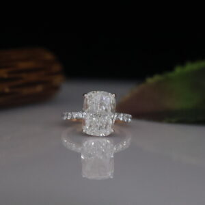 Beautiful Hidden Halo Cushion shape 5.03 CT Lab Grown Diamond Engagement Ring