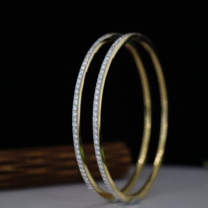 Elegant Lab Grown Diamond Thin Bangles – Sleek Open-Set Design in Yellow Gold