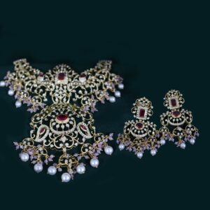 Royal Open-Close Ruby Diamond Necklace Set – Lab-Grown Diamond Jewelry