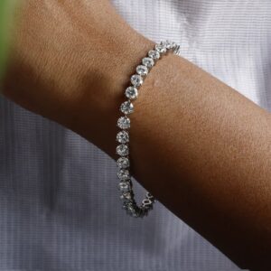 30 Cents Lab Grown Diamond Tennis Bracelet – Elegant Round Cut Design in 18kt White Gold